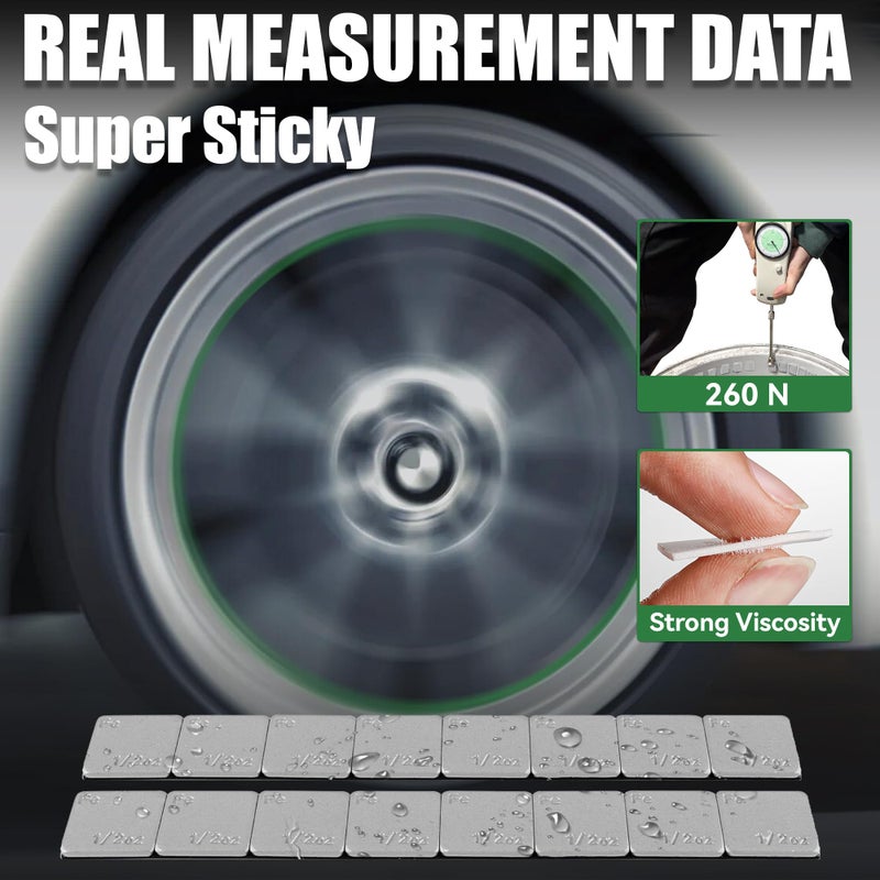 EZISOE 0.5 Oz Stick on Wheel Weightsï¼ˆ144pcs,72ozï¼‰,1/2 Oz Gray Adhesive Backed Wheel Weights for Cars, Trucks, SUVs, Motorcycles, Low Profile - Image 2
